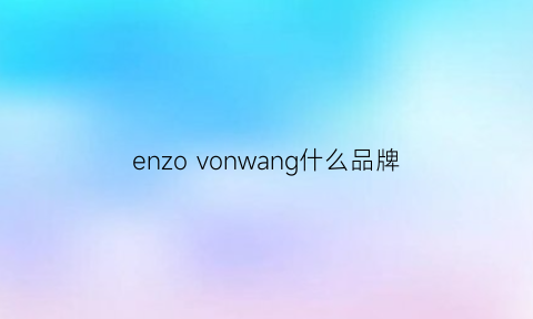 enzovonwang什么品牌(enow是什么牌子)